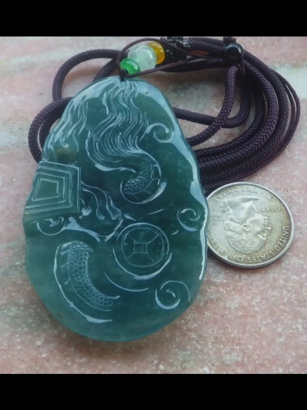 Certificate Jadeite Jade Burma Green Wealth Dragon wheel pendant